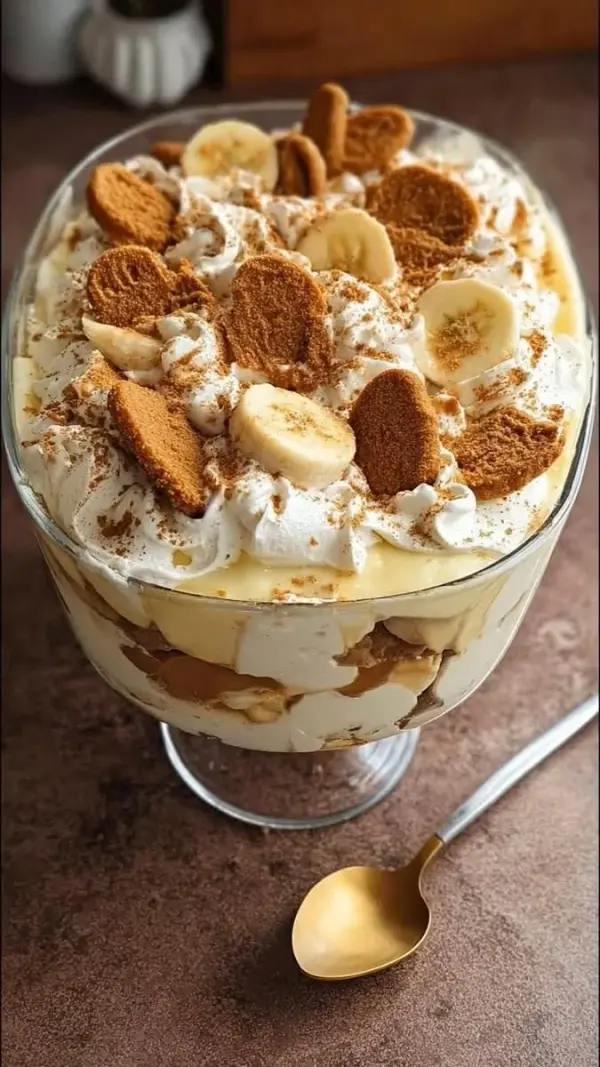 Delicious creamy banana pudding served in a bowl with fresh banana slices