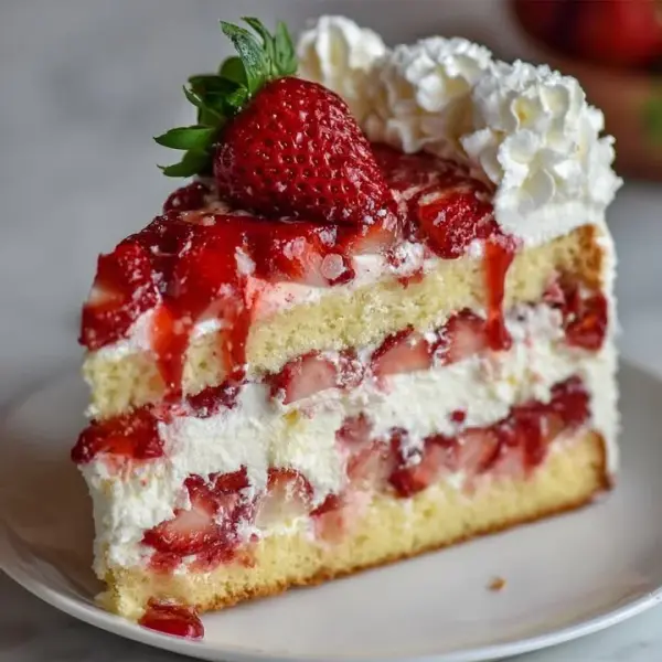 Cream Dream Layer Strawberry Cheesecake Cake on a dessert table