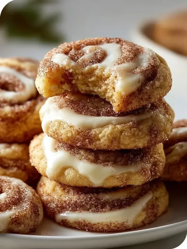 Freshly baked Cinnamon Roll Cheesecake Cookies on a cooling rack