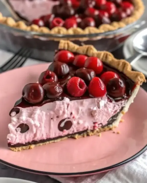 Delicious homemade Chocolate Cherry Pie with rich chocolate and vibrant cherries.