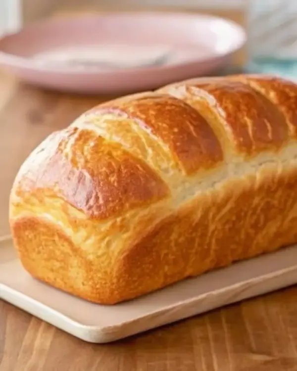 A loaf of freshly baked homemade bread on a wooden cutting board.