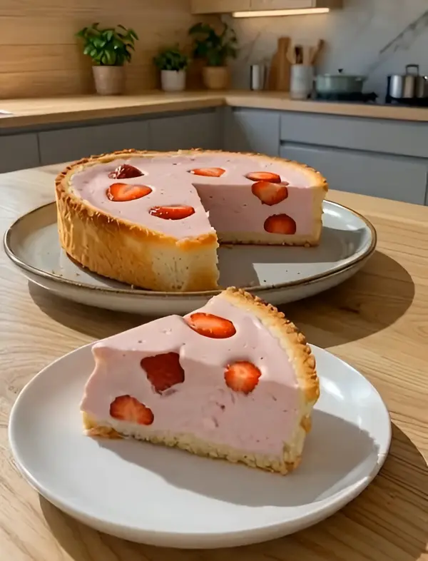 Strawberry Yogurt Cheesecake (Healthy & Protein-Rich)