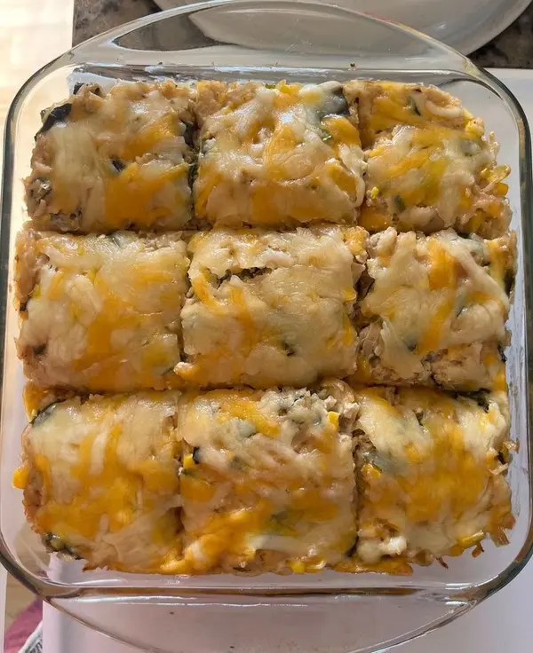 Cheesy Poblano Rice Bake