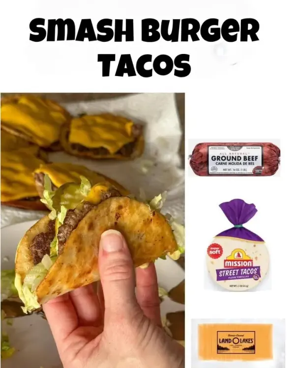 Delicious smash burger tacos with beef, cheese, and toppings