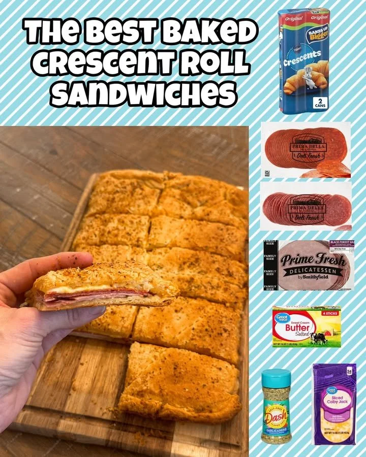 Delicious baked Crescent Roll Sandwiches filled with savory ingredients
