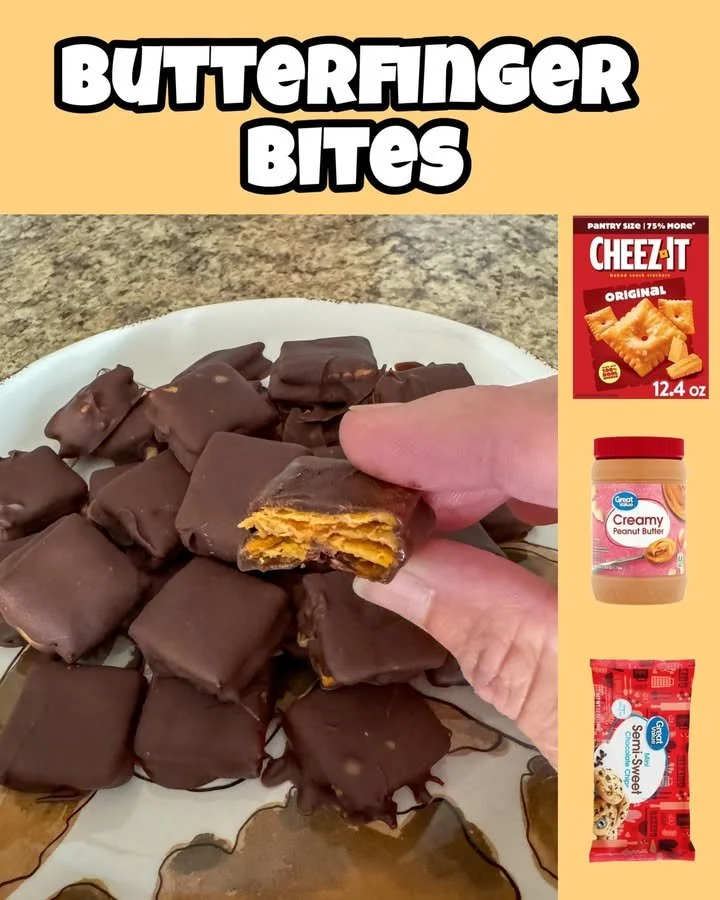 Delicious Butterfinger Bites candy with chocolate coating and crunchy peanut butter filling