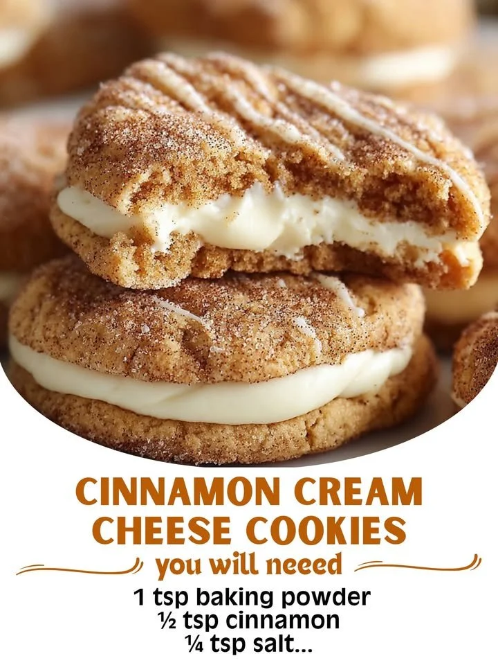 Cinnamon cream cheese stuffed cookies on a cooling rack