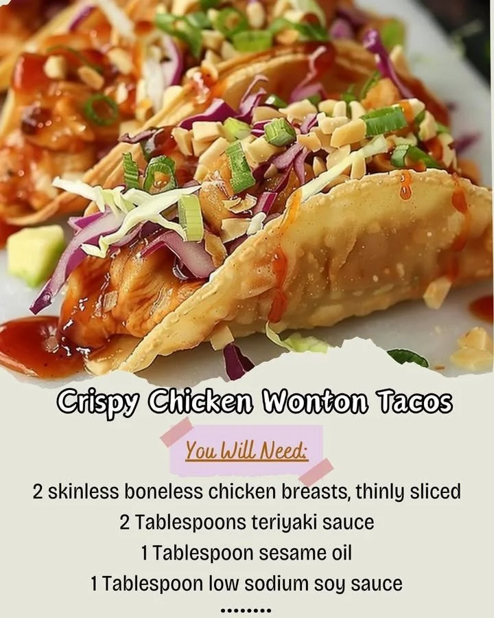 Delicious Crispy Chicken Wonton Tacos served with fresh toppings