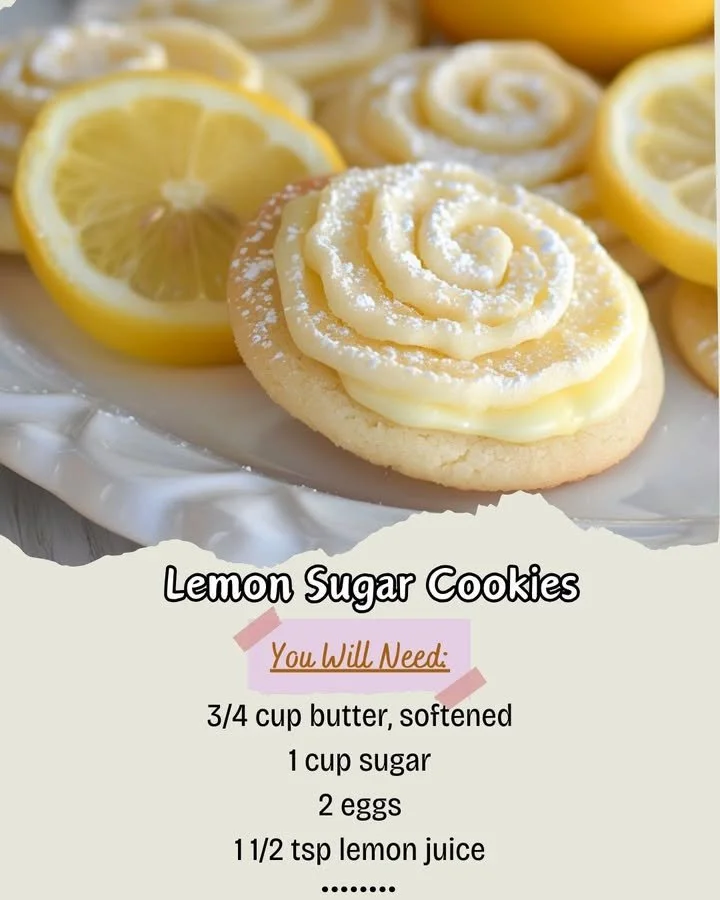 Delicious homemade lemon sugar cookies on a rustic wooden table