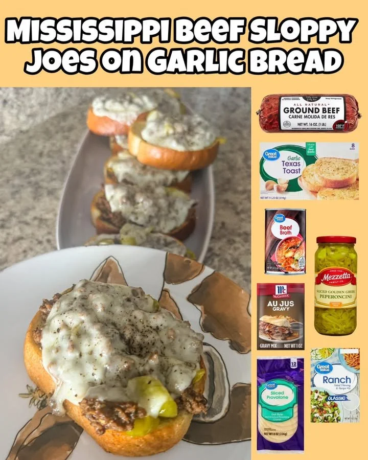 Delicious Mississippi Sloppy Joes served on toasted garlic bread