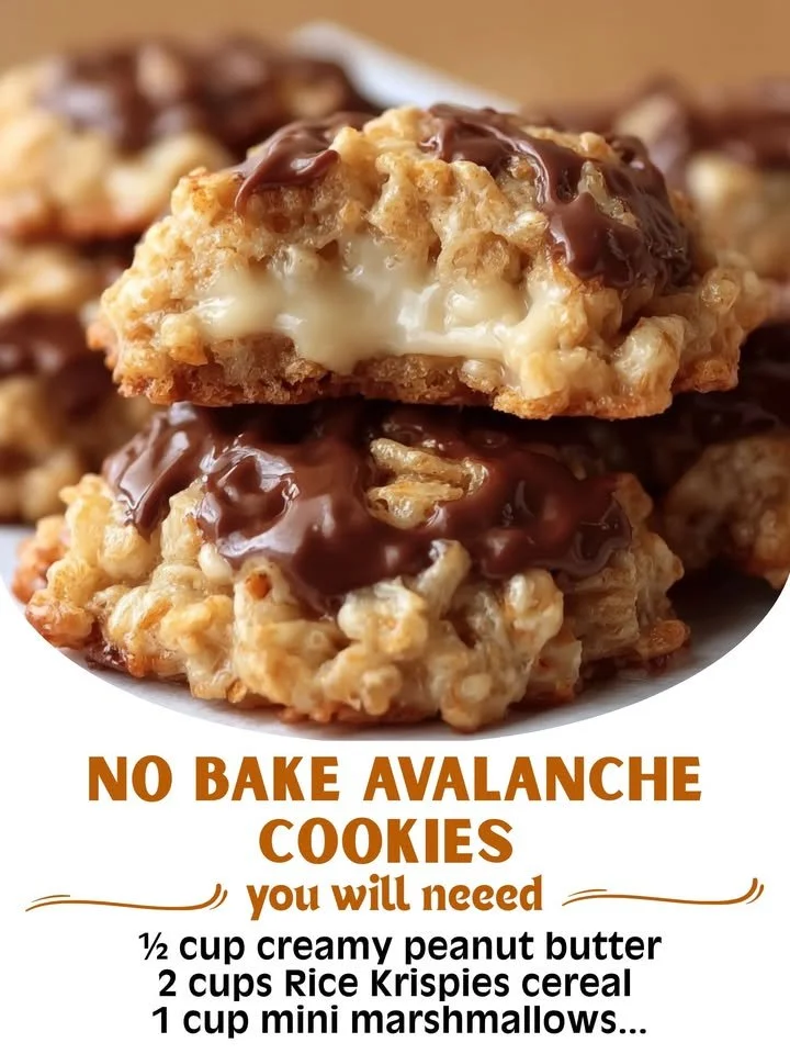 Delicious no bake avalanche cookies stacked on a plate