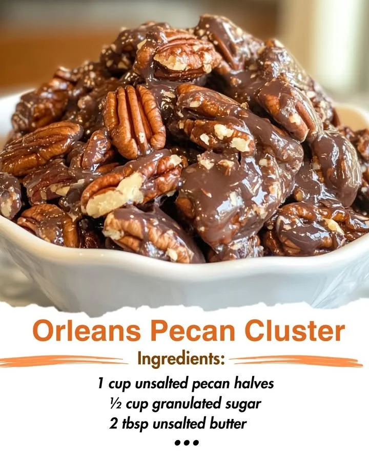 Orleans Pecan Cluster featuring crunchy pecans in a sweet blend