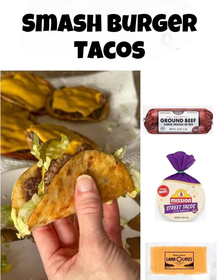Delicious smash burger tacos with beef, cheese, and toppings