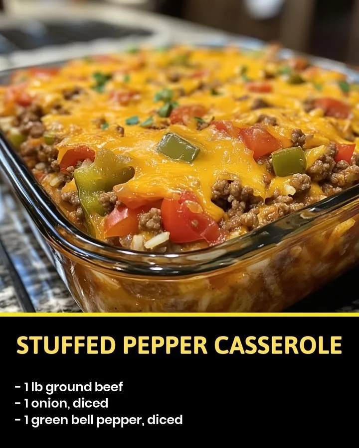 Delicious stuffed pepper casserole served in a bowl, ready to enjoy.