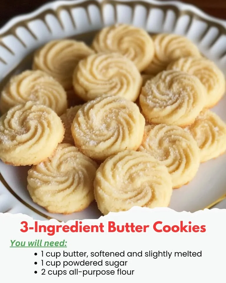 3-Ingredient Butter Cookies baked on a cooling rack