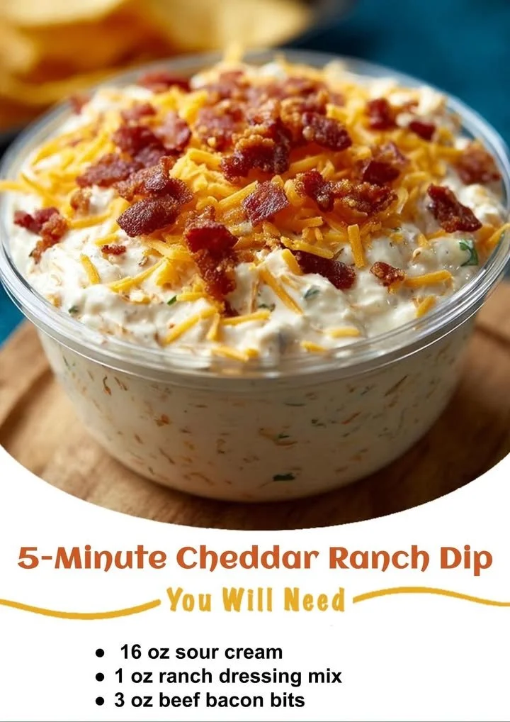 Delicious homemade cheddar ranch dip served with fresh veggies.