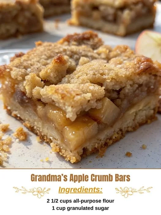 Delicious homemade Apple Crumb Bars with a golden crumb topping and fresh apples.