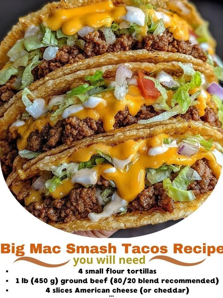 Big Mac Smash Tacos featuring juicy beef, melted cheese, and fresh toppings in a taco shell