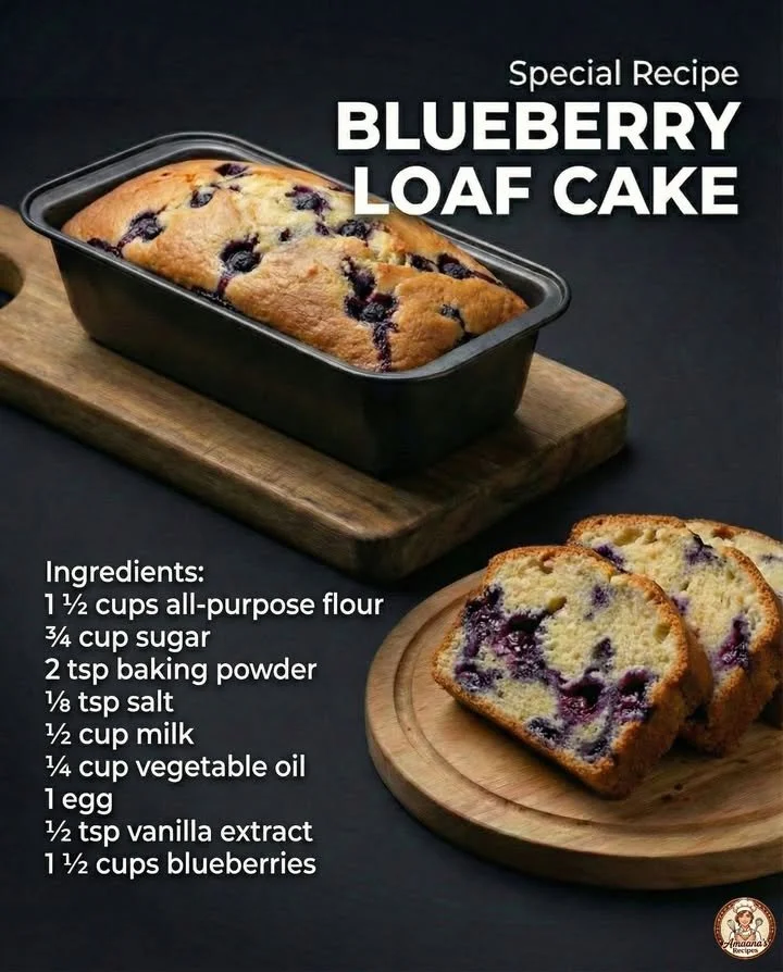 Delicious homemade blueberry loaf cake with fresh blueberries on a white plate