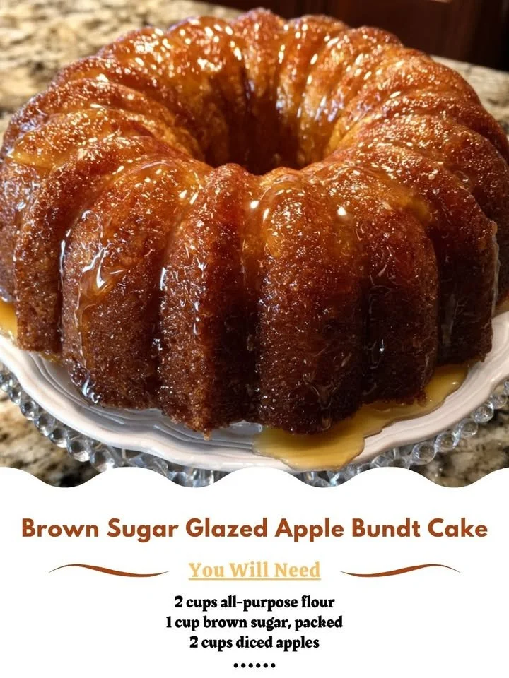 Brown Sugar Glazed Apple Bundt Cake, a moist dessert with a sweet glaze