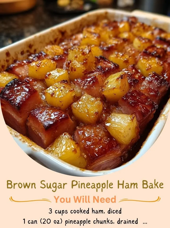 Delicious Brown Sugar Pineapple Ham Bake served on a festive table