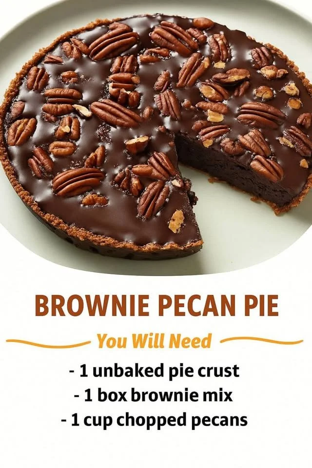 Delicious Brownie Pecan Pie with rich chocolate and crunchy pecans