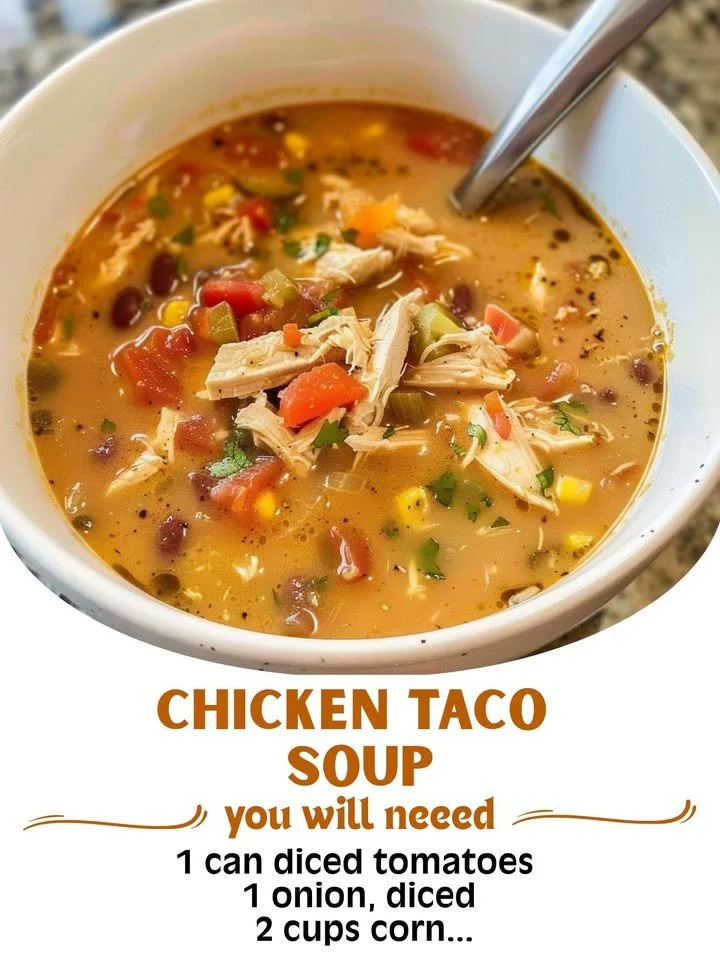 Delicious Chicken Taco Soup served in a bowl with fresh toppings.