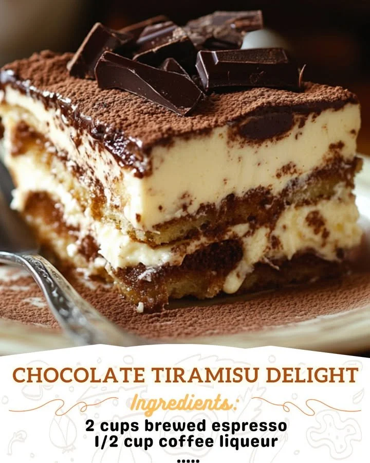Delicious Chocolate Tiramisu Delight dessert served on a plate
