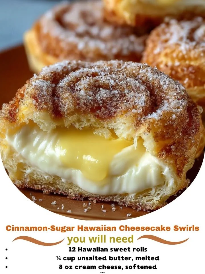 Cinnamon-sugar Hawaiian cheesecake swirls served on a platter