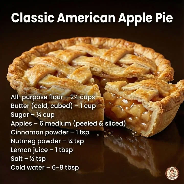 Classic American apple pie with a golden crust and spiced apple filling