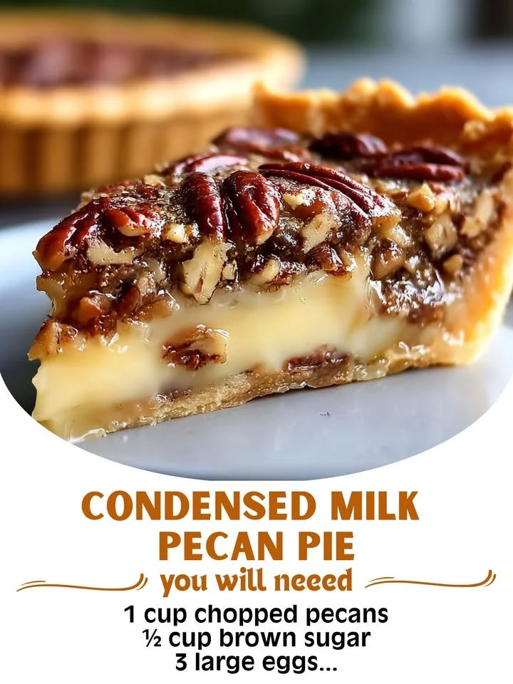 Delicious Condensed Milk Pecan Pie slice on a plate