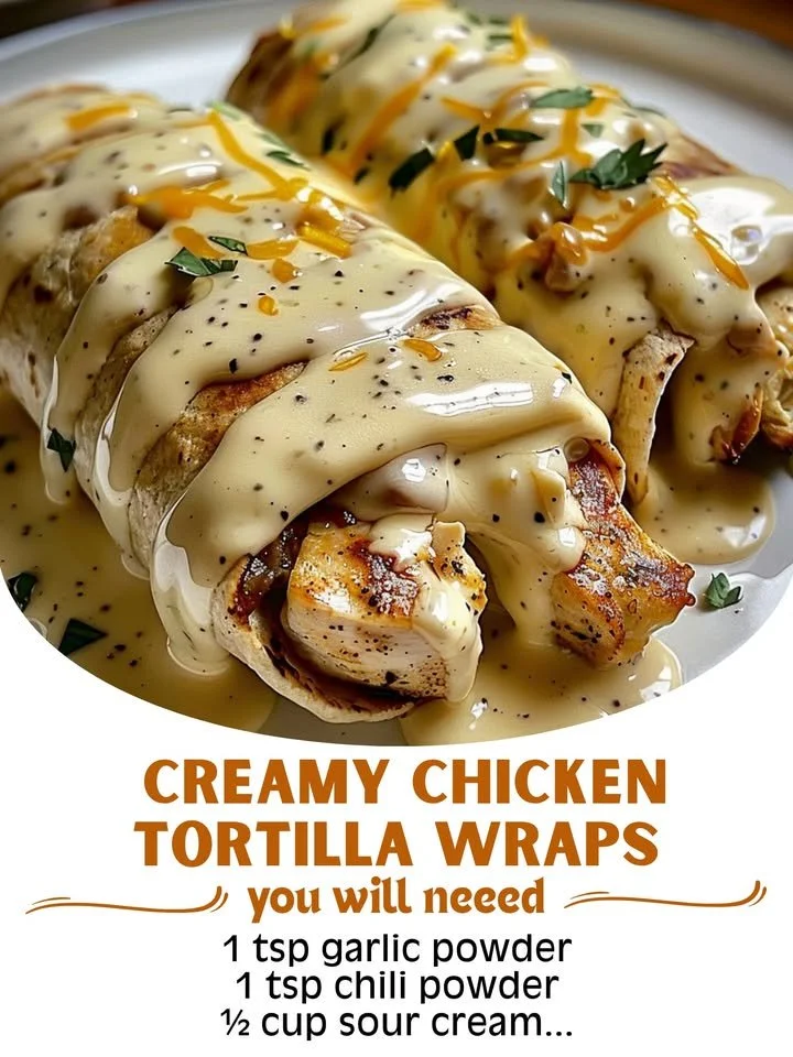 Creamy chicken tortilla wraps filled with fresh ingredients and flavors