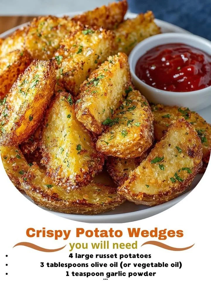 Delicious crispy homemade potato wedges served in a bowl