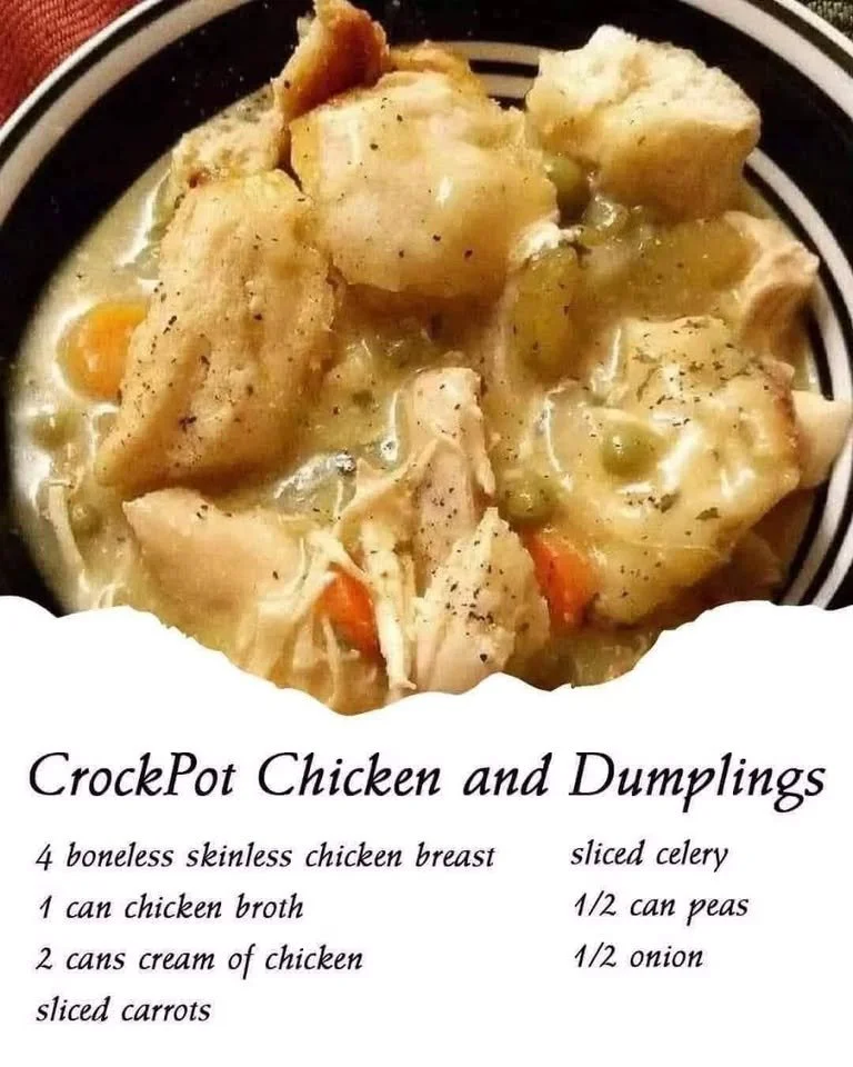 Delicious Crockpot Chicken and Dumplings served in a bowl