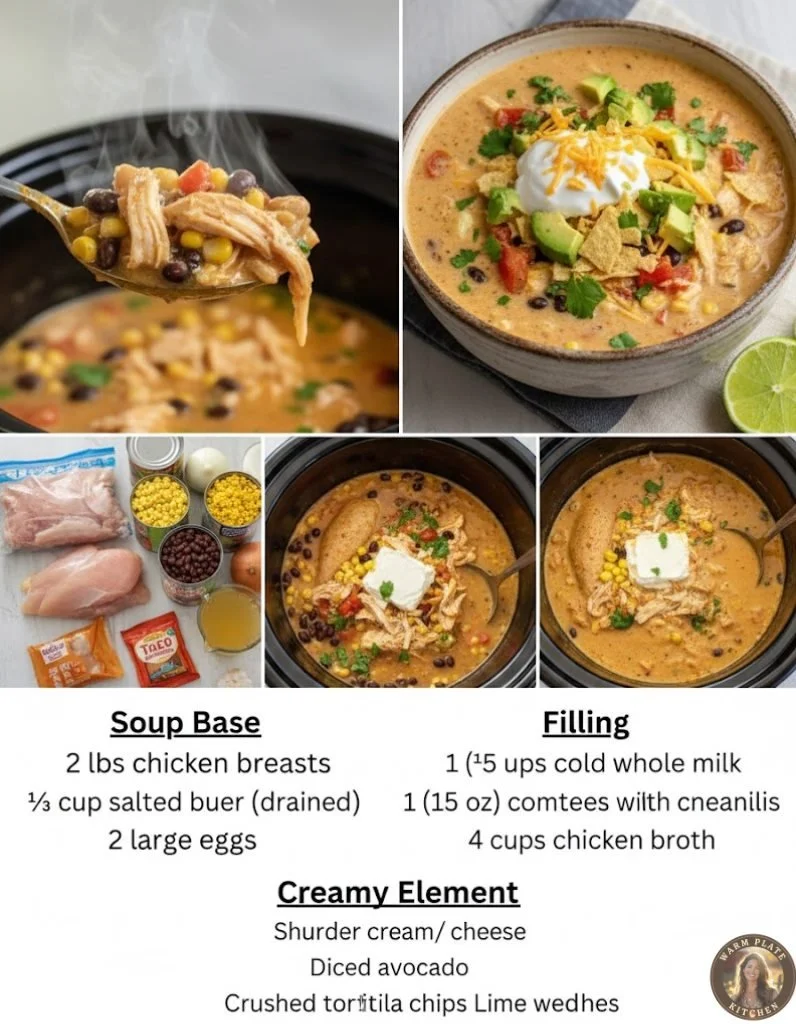 Delicious Crockpot Creamy Chicken Taco Soup ready to serve in a bowl