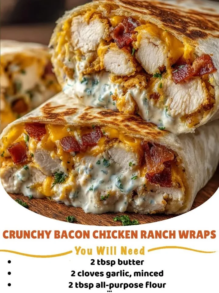 Crunchy Bacon Chicken Ranch Wraps with fresh ingredients and flavorful sauce