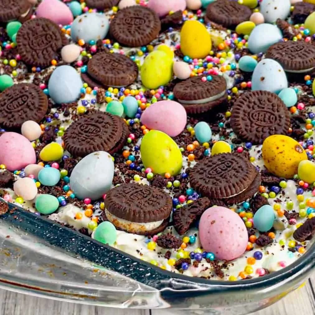 Deliciously crafted Dirt Cake with chocolate layers and creamy toppings.