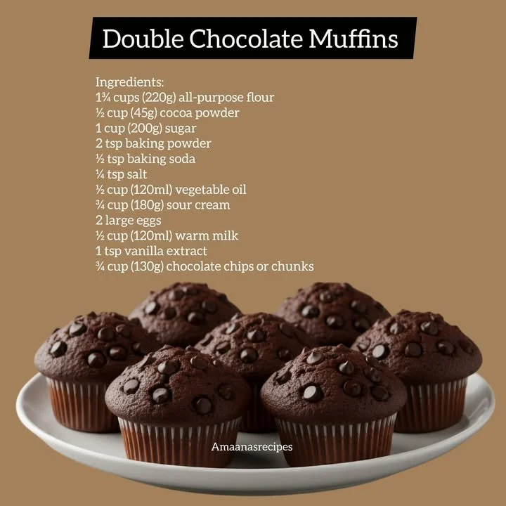 Delicious double chocolate muffins fresh from the oven