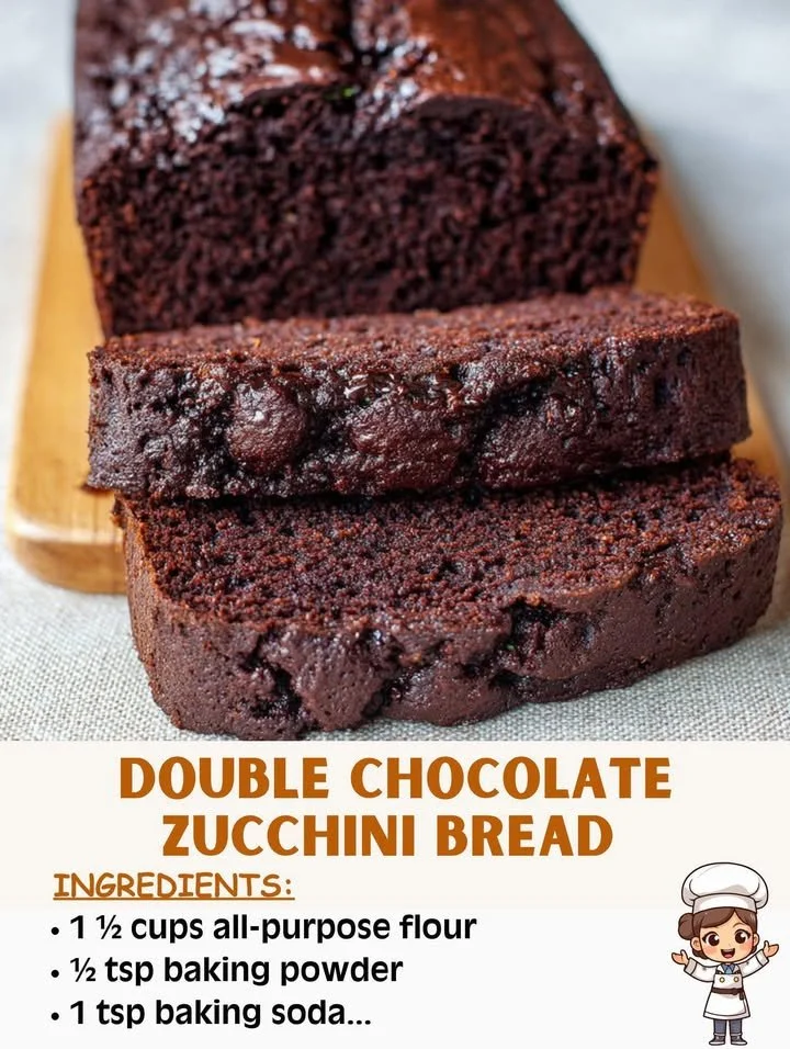 Delicious double chocolate zucchini bread with rich chocolate flavor and moist texture