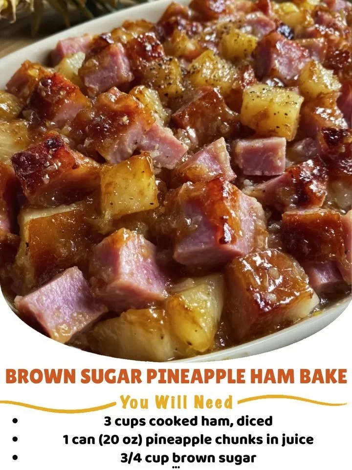 Easy brown sugar pineapple ham bake served on a festive table