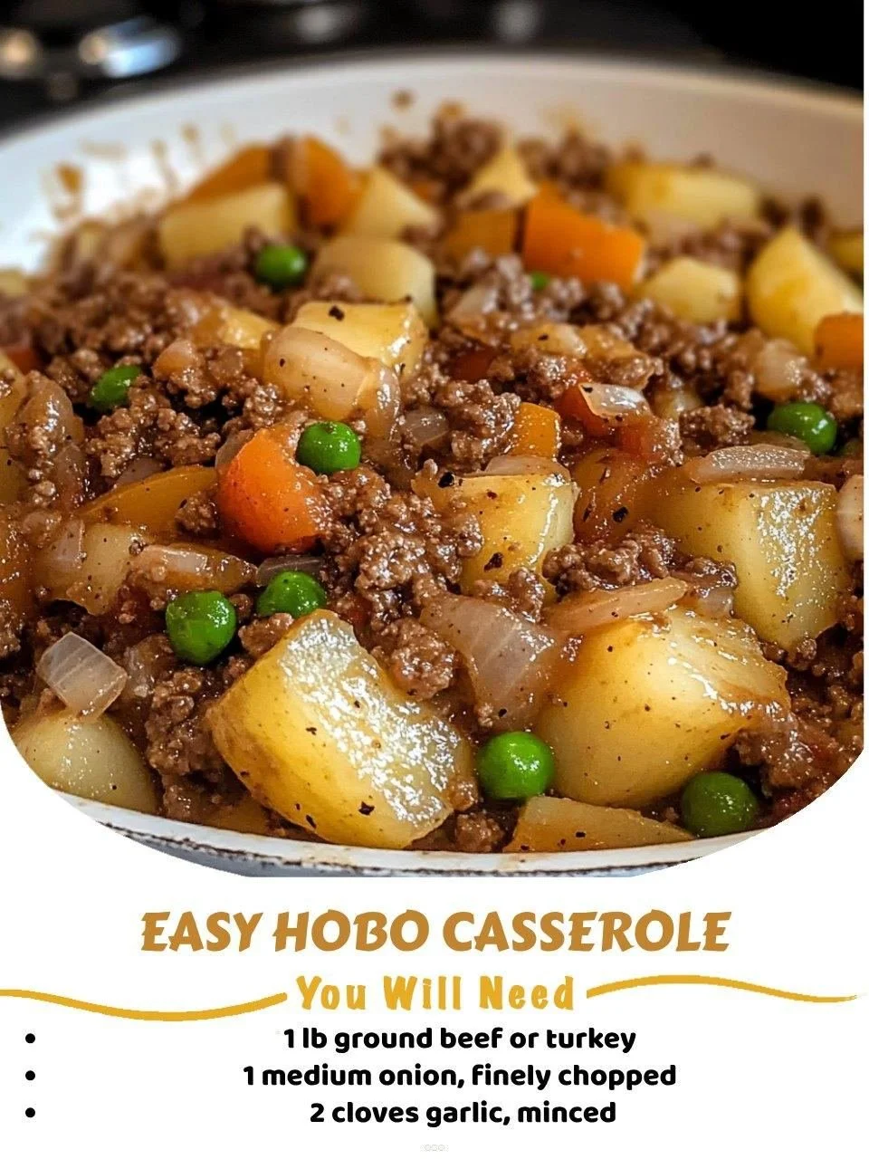 Delicious and easy hobo casserole with ground beef and vegetables baked to perfection.