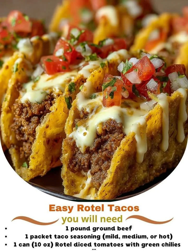 Delicious Easy Rotel Tacos with vibrant toppings and textures.