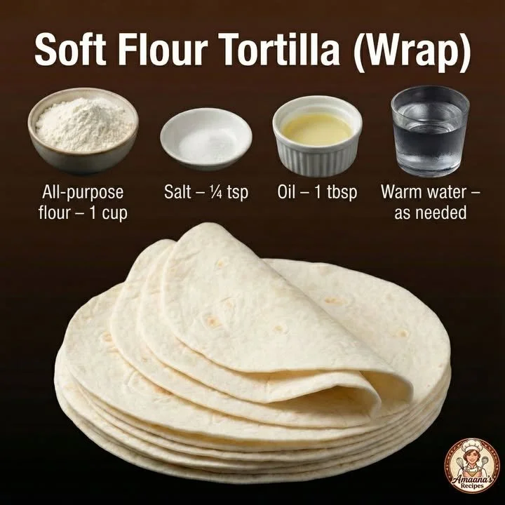 Freshly made flour tortilla for soft wraps