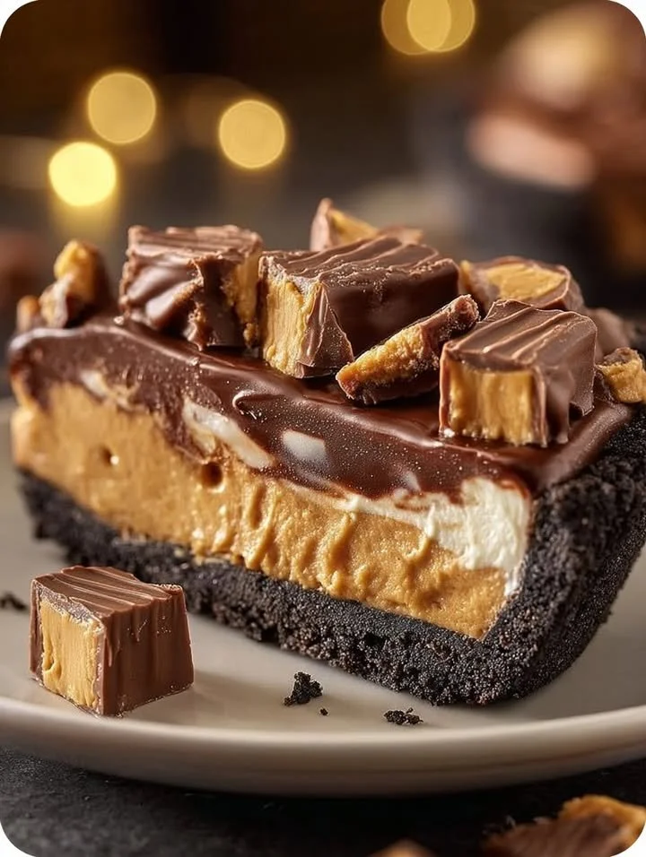 Giant Peanut Butter Cup dessert showcasing chocolate and peanut butter layers