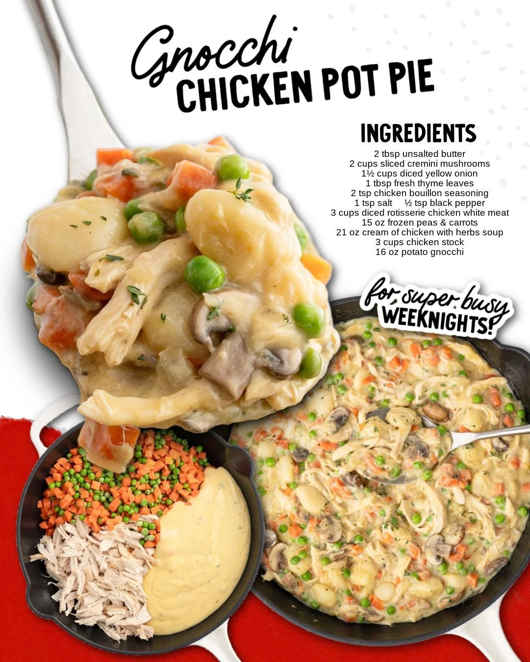 Delicious Gnocchi Chicken Pot Pie with creamy sauce and hearty ingredients
