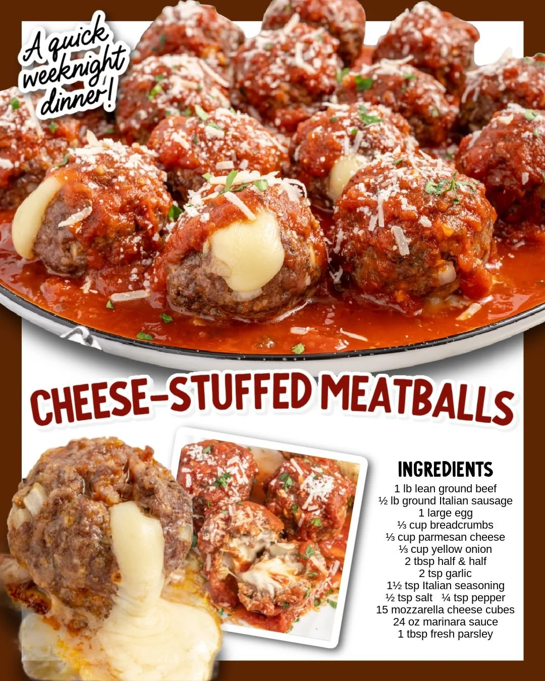 Delicious homemade Italian meatballs served with marinara sauce