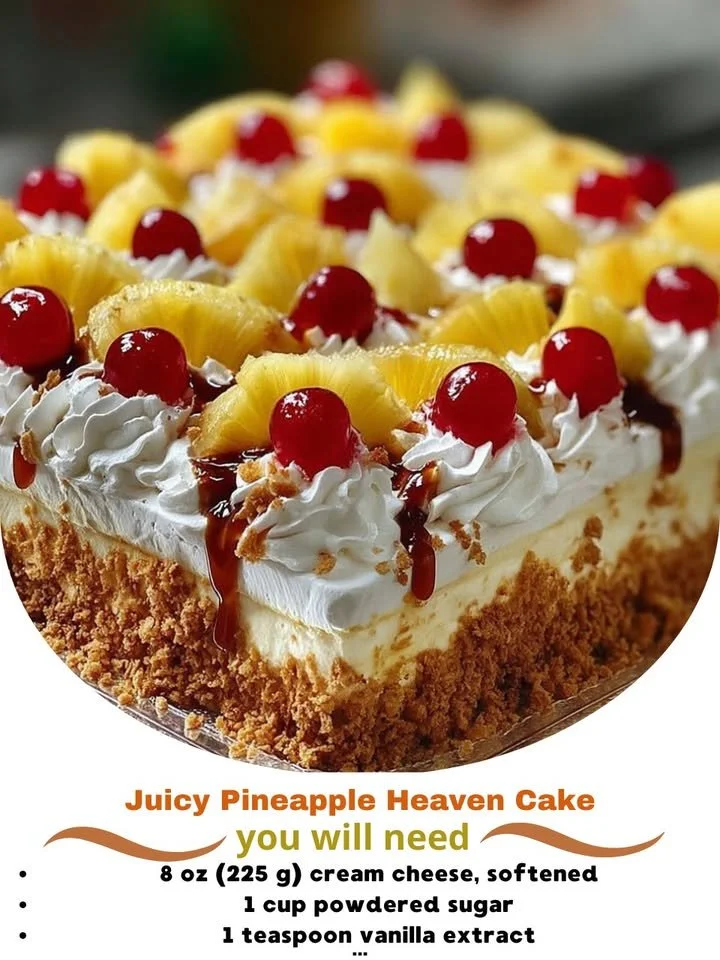 Juicy Pineapple Heaven Cake with fresh pineapple and creamy frosting