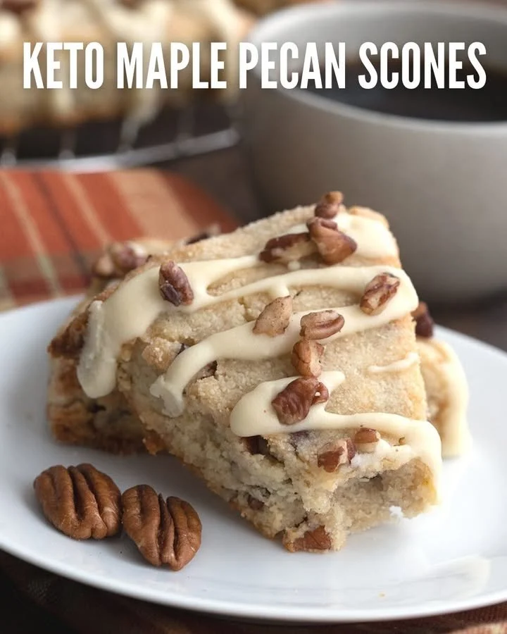 Delicious Keto Maple Pecan Scones baked for a low-carb lifestyle