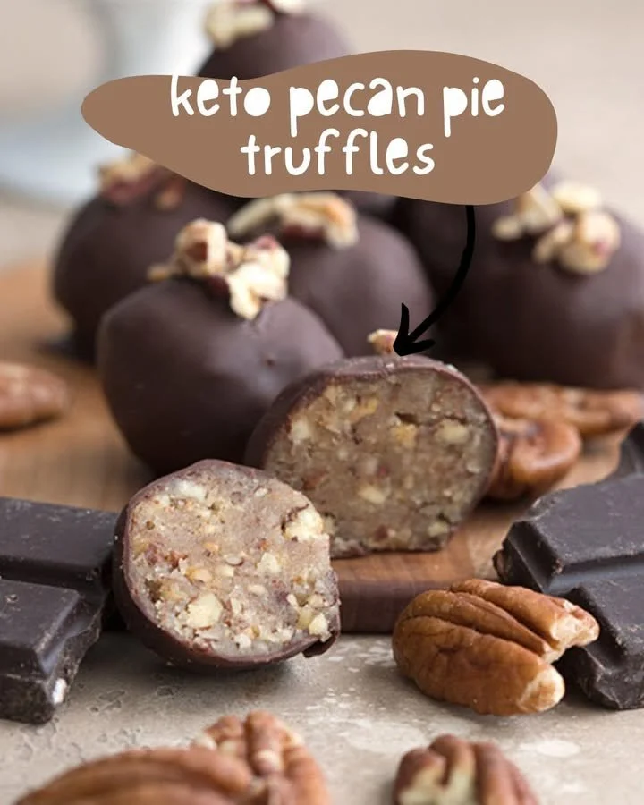 Keto Pecan Pie Truffles decorated and ready to serve