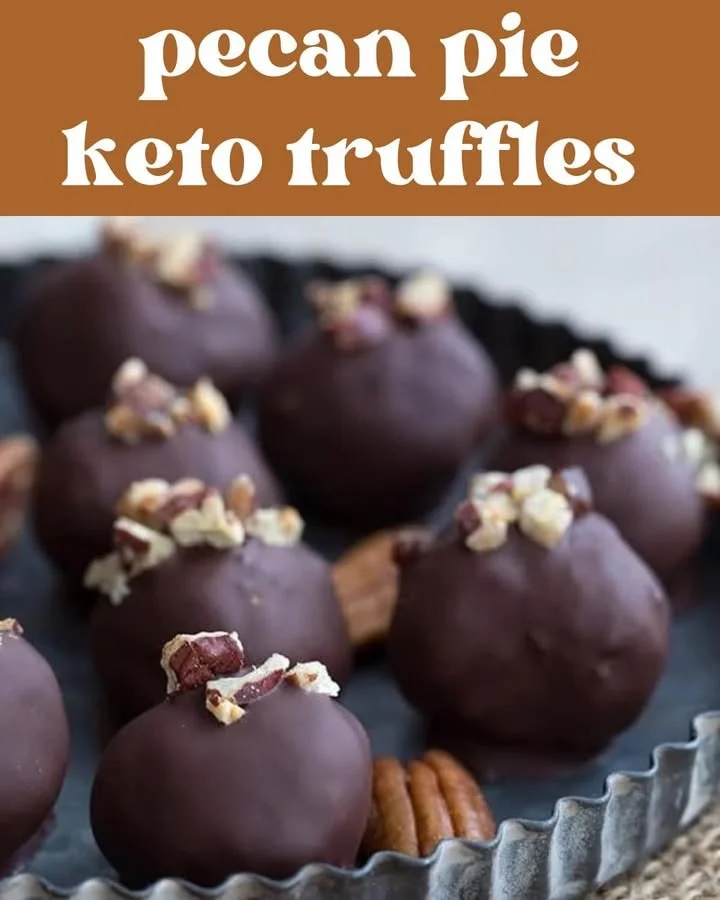 Keto Pecan Pie Truffles arranged on a plate, showcasing their rich texture and flavors